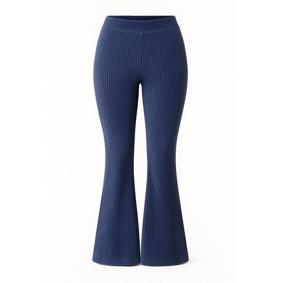 Aerie Navy Ribbed Corduroy Flare Pants Soft Cozy Vintage Y2K Fit High Rise Small - Picture 1 of 11